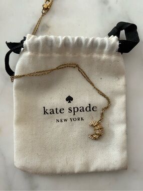 kate spade gold crystal croissant pendant necklace